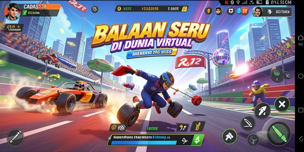 Screenshot utama CADAS138 menampilkan aksi balapan mendebarkan di trek yang penuh tantangan.