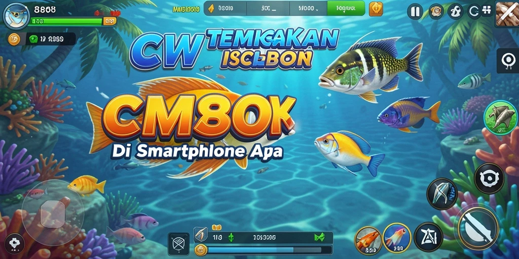 Tampilan gameplay CW8888 dengan aksi memancing yang seru dan grafis menarik.