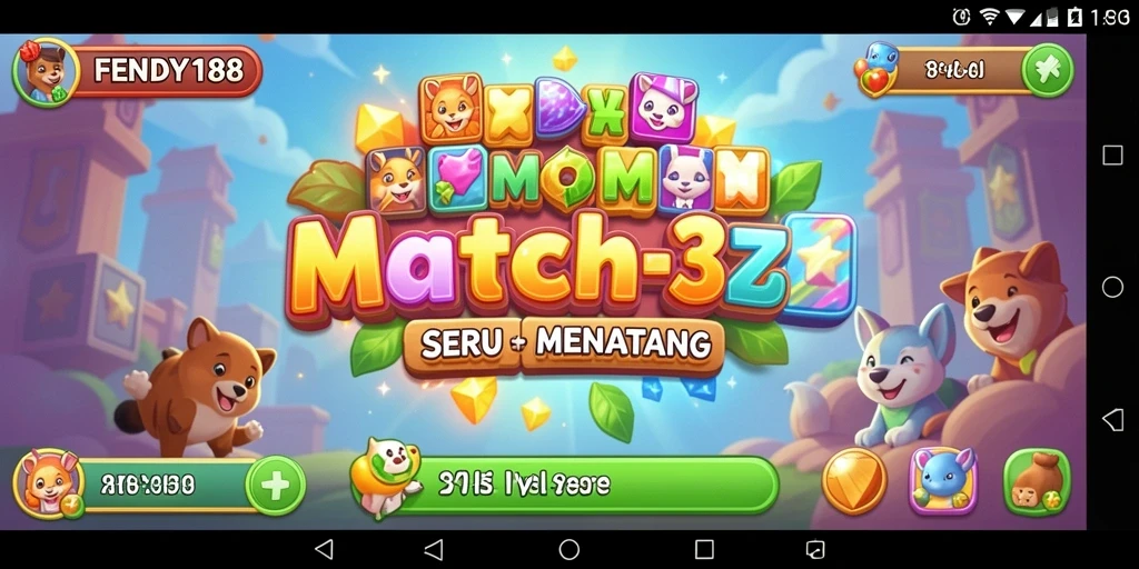 Screenshot gameplay FENDY188 yang menunjukkan aksi seru Match-3.