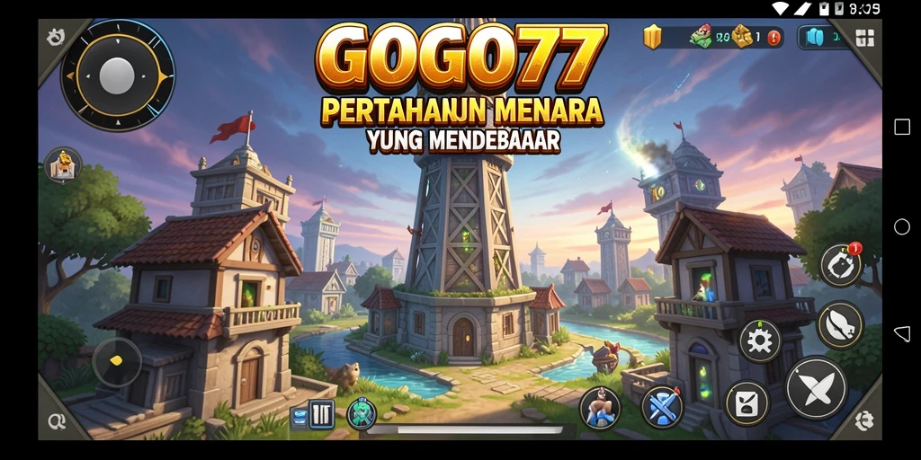 Tangkapan layar yang menunjukkan aksi menegangkan dalam GOGO77 Tower Defense.
