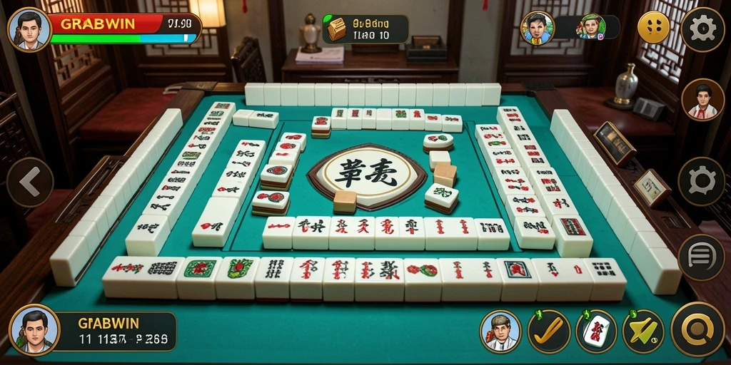 Screenshot permainan <strong>GRABWIN</strong> menampilkan serunya gameplay Mahjong.