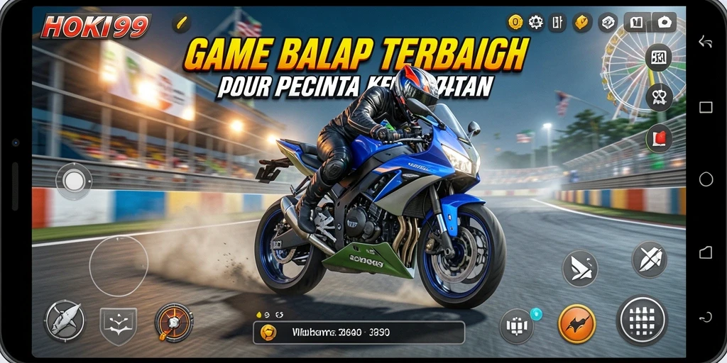 Gameplay HOKI99 menampilkan balapan motor yang seru dan penuh aksi.