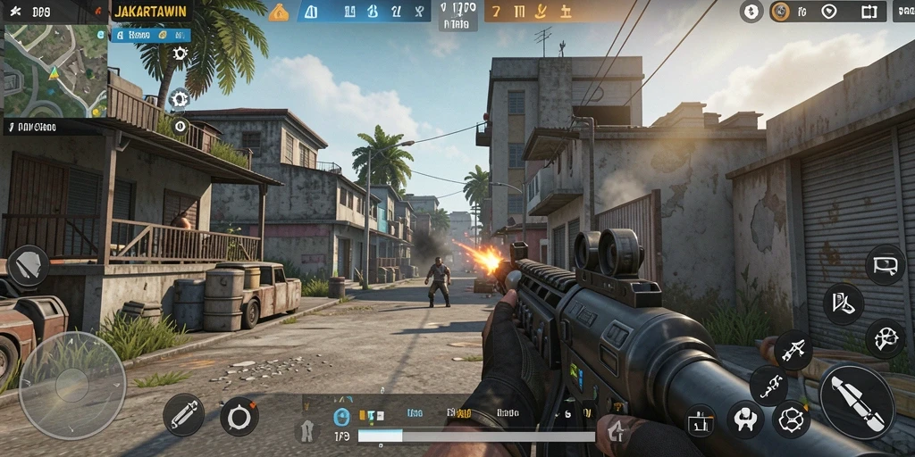 Tampilan gameplay seru di JAKARTAWIN dengan karakter beraksi.
