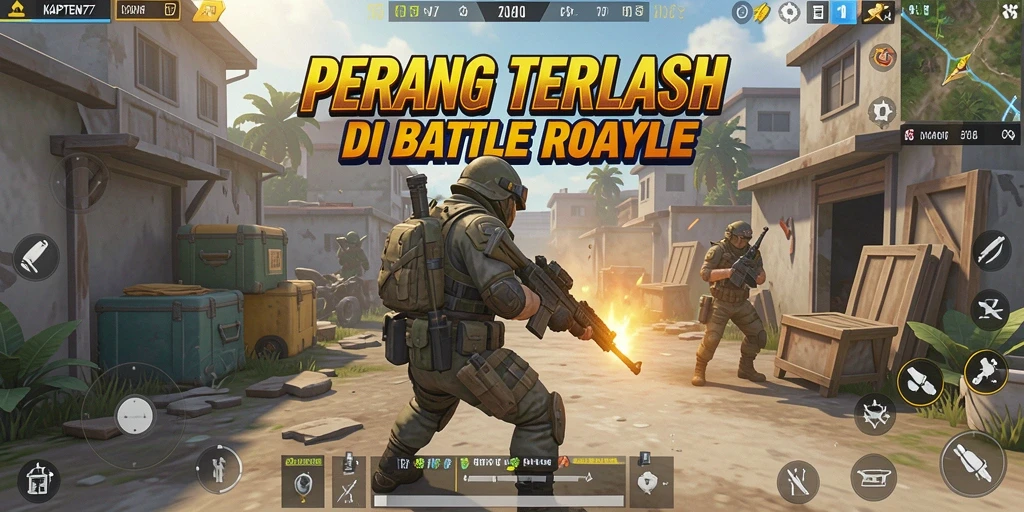 Tampilan menarik dari gameplay KAPTEN77 dalam pertempuran Battle Royale.