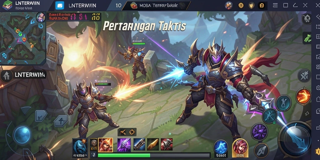 Tampilan gameplay seru LNTERWIN dalam aksi MOBA.