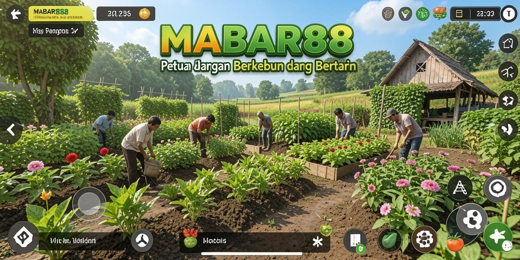 Tampilan gameplay MABAR88 dengan ladang hijau yang subur