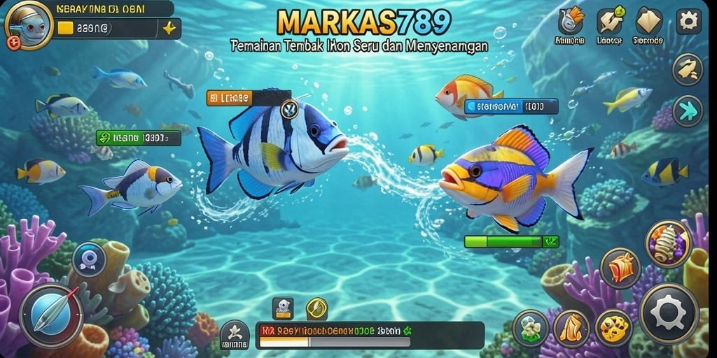 Gameplay seru dari MARKAS789 saat menangkap ikan.