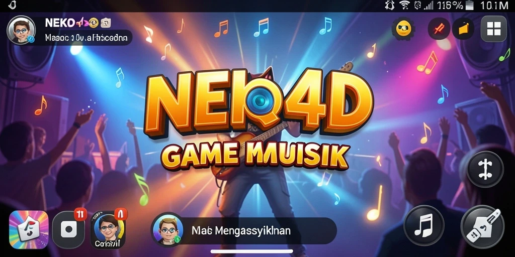 Screenshot gameplay NEKO4D menunjukkan aksi bermain musik yang seru.
