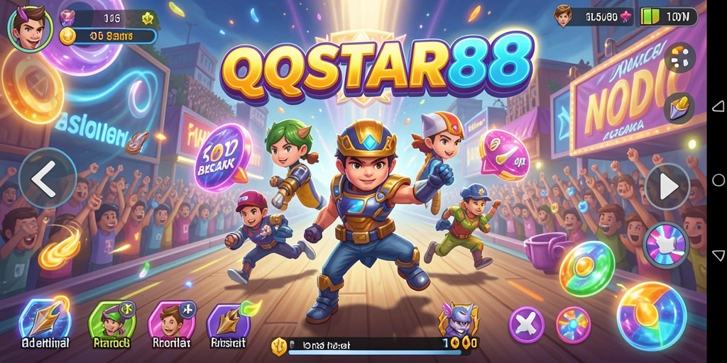 Screenshot utama QQSTAR88 menampilkan gameplay seru dalam permainan Arcade.