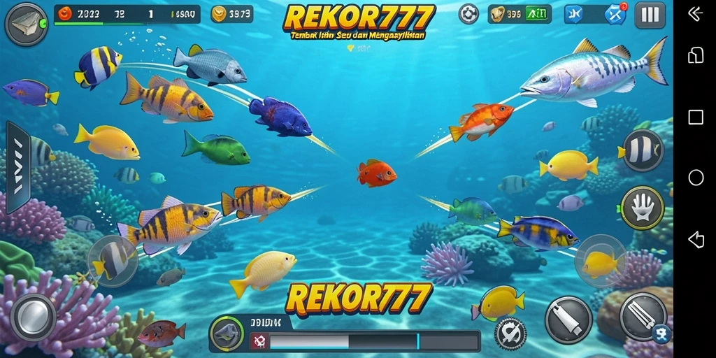 Screenshot gameplay <strong>REKOR777</strong> menampilkan aksi seru di dunia Tembak Ikan.