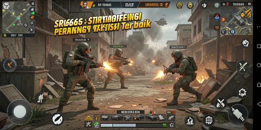 Tampilan screenshot SR6666 yang menunjukkan pertempuran strategi yang intens.