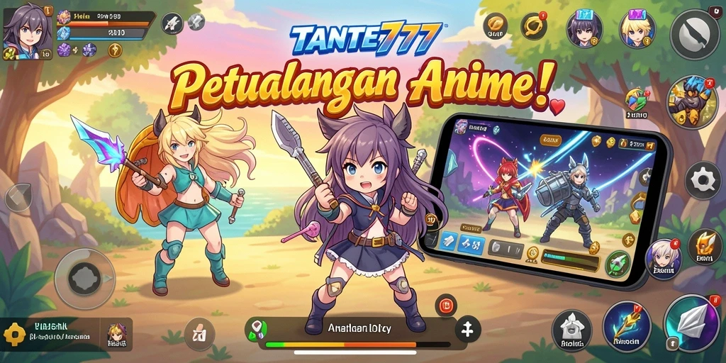Tampilan gameplay seru dengan karakter Anime yang menawan.