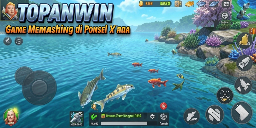 Screenshot dari gameplay TOPANWIN menunjukkan aksi memancing yang mendebarkan.