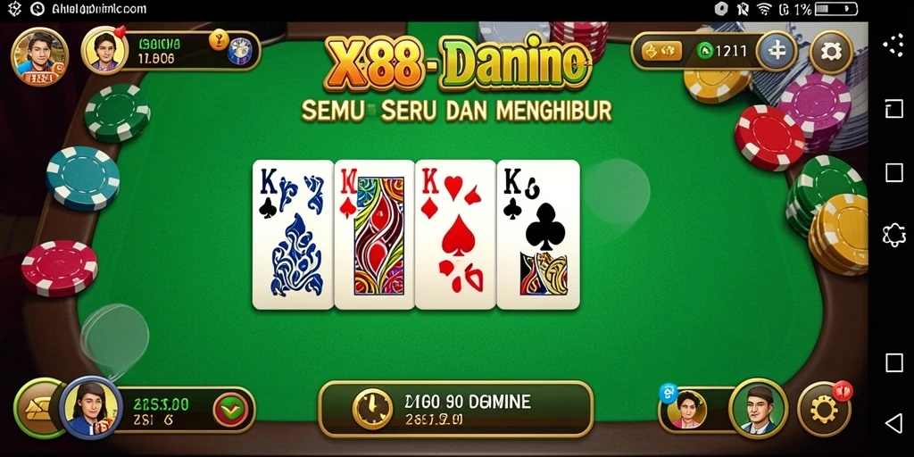 Tampilan gameplay X88 yang menampilkan keseruan bermain Domino.